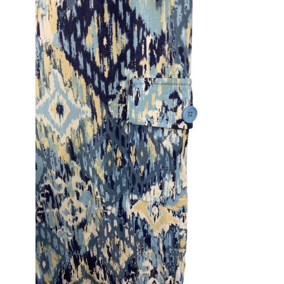 D&Co. Beach Womens Ikat Patterned Wide-Leg Pants S Blue & Beige Cotton & Rayon - Picture 4 of 7